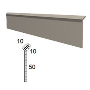 Stěnová lišta vyhnutá z poplastovaného plechu Viplanyl r.š. 70 mm