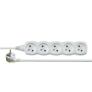 Prodlužovací kabel PVC, 5 zásuvek, 7m, bez vypínače, bílý