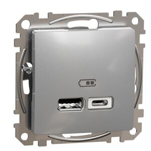 Zásuvka nabíjecí USB Schneider Sedna Design 1× USB A, 1× USB C aluminium