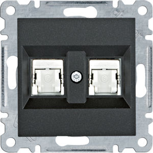 Zásuvka datová Hager Lumina CAT6 2× RJ45 FTP stíněná černá