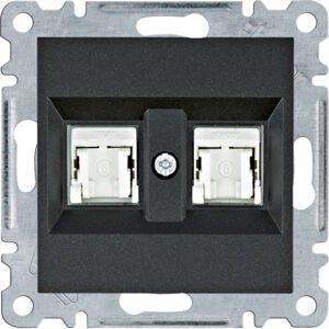 Zásuvka datová Hager Lumina CAT6 2× RJ45 UTP nestíněná černá