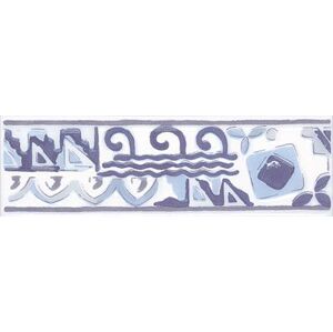 Listela Rako Lucie 6,1×20 cm vícebarevná modrá lesklá WLAED110